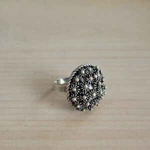 Silver-Tone Floral Cluster Ring - Silver